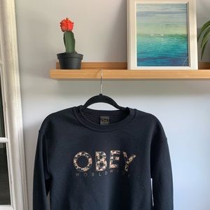 Obey floral print crew neck sweater